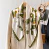 Bufanda de Seda Blanca Estilo Floral Camelia, Bufanda Cuadrada Grande 90X90 para Mujer de Primavera y Otoño, Nuevo Modelo 2026, Chal Bufanda de Seda de Morera