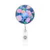 Crachá de identificação do fabricante com tema floral e clipe retrátil, revestimento plástico de fácil fixação, adequado para crachás temáticos florais e de animais para uso transfronteiriço