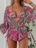 Traje de baño europeo y americano de tres piezas con estampado personalizado para mujer, Moda transfronteriza de Amazon y Aliexpress, Elegante y Sexy