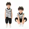 Ropa de Verano para Bebé, Trajes para Niños, Conjunto de Chaleco y Shorts Geométricos en Blanco y Negro para Niños, Conjunto de Dos Piezas, Elegante