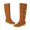 Botas de mujer de talla grande para otoño e invierno, puntera redonda, tacón medio, ligeras, versátiles, botas de montar de tacón cuadrado, botines slip-on estilo exportación