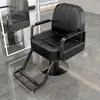Silla de salón de peluquería para cortar, rizar y peinar, diseño popular, estilo guerrero negro, altura ajustable, giratoria y reclinable, adecuada para barberías