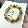 Pulsera de Piedra Citrina Amarilla Natural y Ojo de Tigre con Perlas Negras de Oro Super Siete para la Riqueza y la Buena Suerte