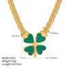 Estilo Minimalista Francés, Elegante y en Capas Conjunto de Joyería con Diseño Incrustado y Colgante de Flor de Cuatro Hojas, Conjunto de Joyería de Acero de Titanio