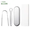 Fábrica de Origem Limpador de Língua Aço Inoxidável Design de Cabeça Dupla Raspador de Língua Bucal Portátil Conjunto de Limpador de Língua