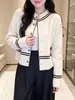 Nueva colección de otoño e invierno: Elegante y versátil chaqueta de mujer a rayas de un solo botón con cuello redondo, perfecta para uso casual