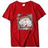 Nueva camiseta de mujer con estampado navideño, camiseta informal de manga corta con cuello redondo para mujer, venta al por mayor