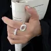 Anillo Redondo Cepillado Mate para Mujer, Diseño Único, Versátil, Moderno, Popular Estilo Nuevo, Anillo Abierto Ajustable, Anillo para Dedo Índice, Tendencia
