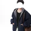 Chaqueta dehoundstooth pesada estilo americano para hombre, sudadera con capucha holgada de ajuste limpio para primavera/otoño para parejas