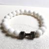 S460 comercio exterior joyería popular pulsera de piedra volcánica pulsera de lava accesorios de mancuerna de metal producto de Yiwu