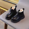 Botines cortos de moda para niños con forro polar de invierno, estilo británico, botines de moda con cremallera lateral para niños, estilo Martin, botas de moda de suela blanda para niñas