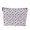 Nova Bolsa de Cosméticos de Linho Densa Impermeável com Textura de Mármore Floral Portátil para Viagem Bolsa de Lavar Bolsa para Guardar Troco e Joias