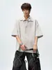 Camisa de manga larga de contraste a rayas azules y blancas estilo japonés de la NASA para hombre, chaqueta camisa casual holgada de algodón puro para primavera, otoño y verano