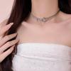 Collar y pulsera con hebilla de cinturón y borla de diamantes asimétricos, elegante y moderno, para mujer, diseño de nicho de lujo ligero, estilo hip hop, estilo europeo y americano, cadena de clavícula.