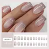 Uñas Postizas Ojo de Gato con Purpurina Fina Gris Frío Degradado Estilo Ins Viajes Transfronterizos Blanqueamiento Arte de Uñas Paquete de 24 Uñas Falsas Venta al Por Mayor