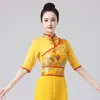 Traje de Dança Quadrada Novo Padrão de Dragão Manga Média Dança Clássica Dança Folclórica Estilo Chinês Traje de Performance terno YM2426