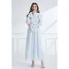 Nataliya 2026 Principios de Primavera Cuello Alto Mangas Volantes Encaje Fruncido Estilo Elegante Vestido de Cintura