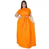 AP7025 Moda Europeia e Americana Plus Size Roupas Femininas Amazon Transfronteiriço Cor Sólida Alça Cruzada Saia de Barra Larga Conjunto de Duas Peças