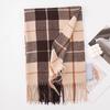 Cachecol de Xadrez para Mulheres, Imitação de Caxemira, Novo Estilo Outono e Inverno, Xale Estilo Britânico Espesso Retrô, Toque de Luxo, Quente e Atmosférico