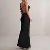 Ins Comercio Exterior Transfronterizo Sexy Sin Espalda Sin Mangas Color Sólido Delgado Elegante Vestido de Encaje para Mujer Camisola Vestido