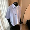 Venta Directa de Fábrica Camisa Rayada Hombre Primavera Marca de Moda Estilo Académico Top de Pareja High Street Versátil Holgada Casual