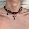Collar de Cuero Choker Mariposa Y2K Picante Europeo y Americano Collar de Cadena para Clavícula Accesorios de Comercio Exterior Punk Rock