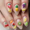 Uva, Piña, Limón Fiesta de Frutas de Verano Uñas Postizas, Lindas, Modernas Estilo Ins Europeo y Americano Arte de Uñas