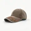 Gorra de Béisbol de Mezclilla Lavada Transfronteriza Amazon Retro Americano Desgastado Bordado Etiqueta de Cuero Gorra Visera en Stock Fábrica