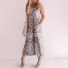 En stock Verano 2023 nuevo estampado sexy Calle Mujer estampado de leopardo sin mangas holgado mono de dama