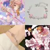 Pulsera de Zirconia Estilo Dulce Flor de Cerezo Rosa Variada Impresión KINOMOTO SAKURA Mismo Estilo Estilo de Niña Regalo para Novia