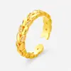 Anel de Abertura Orelha de Trigo Cheio de Diamantes Dourados Novo Japonês e Coreano Anel de Design Estilo Luxo Leve Feminino Joia de Mão Celebridade da Internet Ajustável
