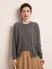 Cardigan de Cashmere Feminino Gola Redonda Manga Longa 2024 Outono Inverno Novo Peça Versátil Macia Amiga da Pele Jaqueta Solta