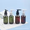Botella bomba marrón 100 ml, botella con bomba de clip, botella dispensadora de champú, botella de gel de ducha, botella de loción, botella de limpiador facial