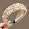 Diadema Versátil de Ala Ancha Estilo Retro para Mujer Estilo Cremoso Principios de Otoño Diadema de Esponja Accesorios para el Cabello Estilo Fresco y Suave Pinza de Tela para el Cabello