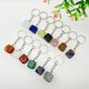 Llavero de Piedra Cruda de Cristal Natural, Llavero de Piedra de Cristal Cuadrado Pequeño Irregular, Colgante para Bolso, Al Por Mayor en Stock