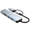 Estación de Acoplamiento Lector de Tarjetas Ocho en Uno Expansor de Doble Cabezal Tipo-C Base de Expansión USB Estación de Expansión USB Multi-Puerto