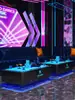 Nuevo Modelo Mesa de Café Luminosa Ktv, Vidrio Templado de Titanio de Lujo Ligero, Cabina de Acero Inoxidable, Sala de Fiestas, Bar, Maitao Rock