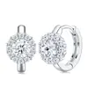 Pendientes de Plata S925 Redondos con Flor de Cuatro Garras de Moissanita, Venta Caliente Transfronteriza Europea y Americana, Pendientes Versátiles de Lujo Ligero de Nicho para Mujer