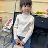 [em estoque] Bebê menina outono novo infantil moda semi-gola alta suéter de alta qualidade orelha borda com base