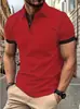 Nuevo Modelo Transfronterizo de Comercio Exterior Impresión Digital 3D Color Sólido Cuello Camisero Manga Corta Camisa Polo Casual de Negocios Ropa para Hombre