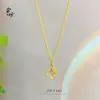 Retenção de Cor Elevada Ouro Areia Antigo Zircônia Microcravejada Trevo de Quatro Folhas Pingente Corrente para Clavícula Exquisite Light Luxury Colar Presente para Namorada