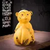 Conjunto de Vinho Cerâmico Jingdezhen 2,5kg Garrafa Vazia Doze Signos do Zodíaco Veludo Areia Dourada Caixa de Presente Enchimento Selado Conjunto de Vinho Ornamentos