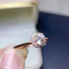 Anel de Morganita Natural, cristais limpos com cor única, prata S925 banhada a ouro rosa, pedra principal 5mm