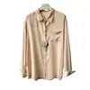 Camisa de linho Lyocell para mulheres, casual e leve, levemente transparente, com gola de lapela e bolsos, cardigã com proteção solar para o trajeto