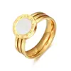 Anel Concha com Números Romanos em Aço Inoxidável Europeu e Americano Anel Acrílico Feminino Joias em Aço Titânio Ouro 18K