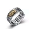 Anillo Retro Creativo de los Doce Signos del Zodíaco Plata Tailandesa Anillo Apilado Boca Pixiu Mascota Femenina Joyería Antigua Anillo Dedo Índice Masculino