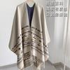 Xale grande de viagem feminino tipo cashmere, cachecol dupla face, capa, padrão geométrico, franja, capa para ambiente com ar condicionado, manta de verão