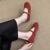 Sapatos Vermelhos de Salto Único para Mulheres, Novos Sapatos Mary Jane Retrô Franceses para Primavera e Outono, Mocassins Baixos, Novo Estilo Ballet Primavera 2026