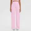 Pantalones Largos Deportivos Cruzados Cepillados de Cintura Alta Control de Abdomen para Correr Yoga Levantamiento de Glúteos Sueltos de Pierna Ancha Ropa de Fitness Yoga para Mujer