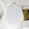 Sfyuan Camiseta de Otoño Temprano Cuello Redondo Manga Linterna Color Puro Camisa Básica Top Holgado que Cubre el Vientre Look Adelgazante Único para Mujer